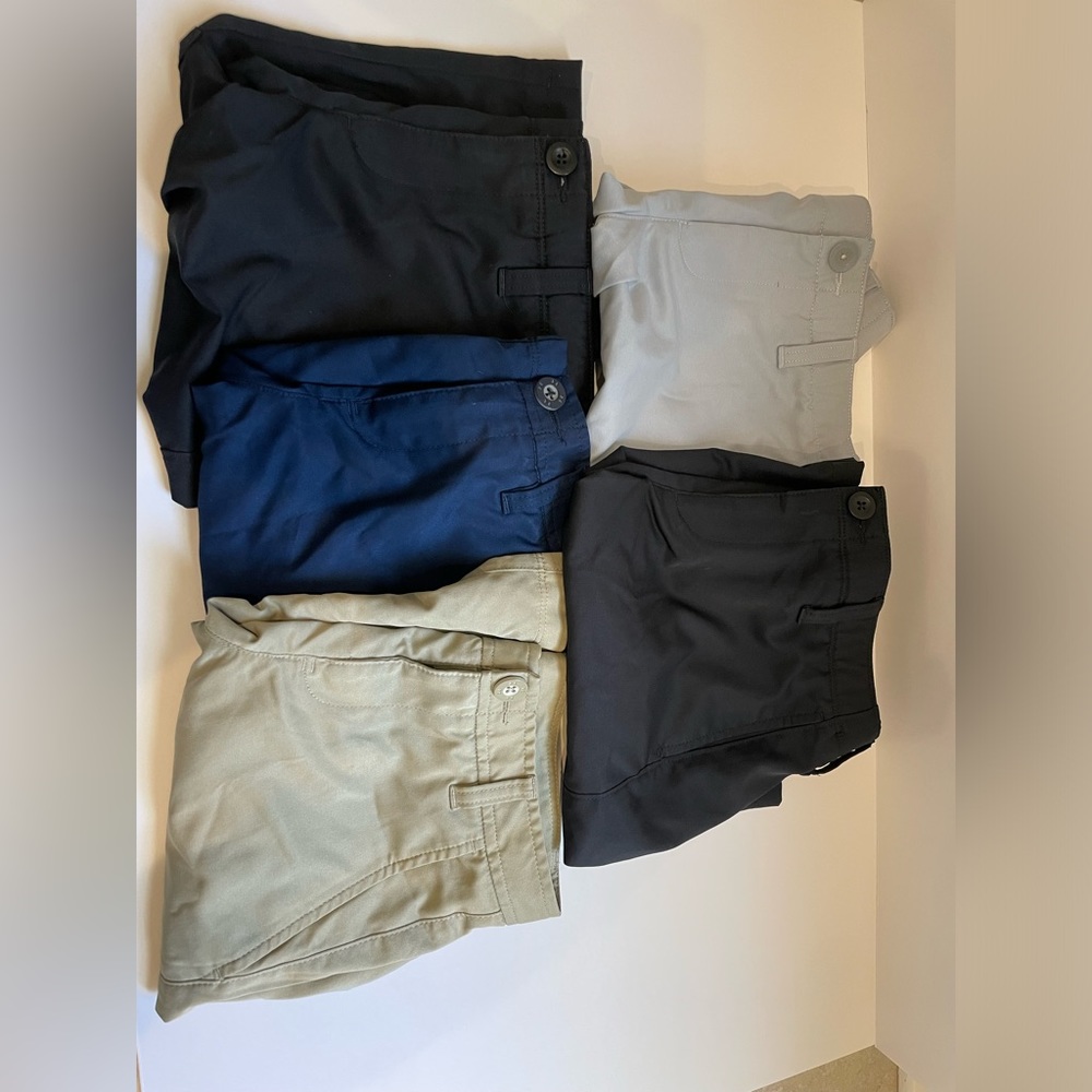 BOYS UNDER ARMOUR SIZE 10 GOLF SHORTS.  ** 1 Navy, 1, Khaki and 1 grey pair.